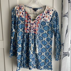 Lucky Brand small patterned boho blouse